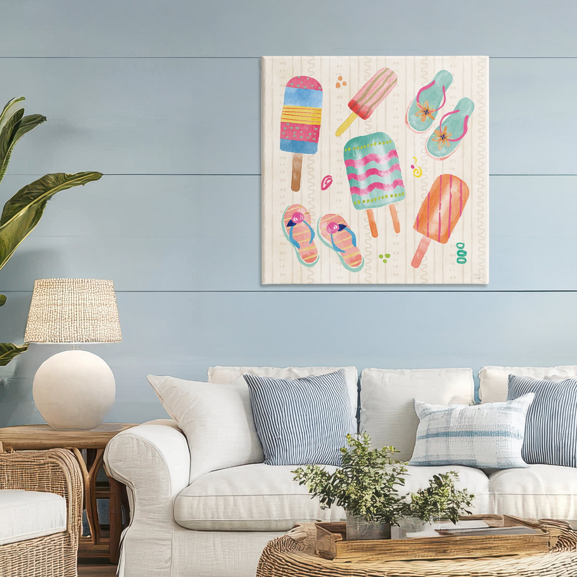 Stupell Industries Summer Popsicles & Sandals Canvas Wall Art, design by Dina June