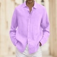 thumbnail image 2 of FINALGANG New Shirt For Men Solid Color Long Sleeve Turndown Collar Buttons Down Shirts Cotton Linen Top Leisure Daily Wear, 2 of 5