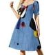 thumbnail image 1 of Vestido de manga corta con estampado azul de Joan Miró 2, ropa de mujer, vestido elegante coreano, verano 2025, vestido de mujer., 1 of 7