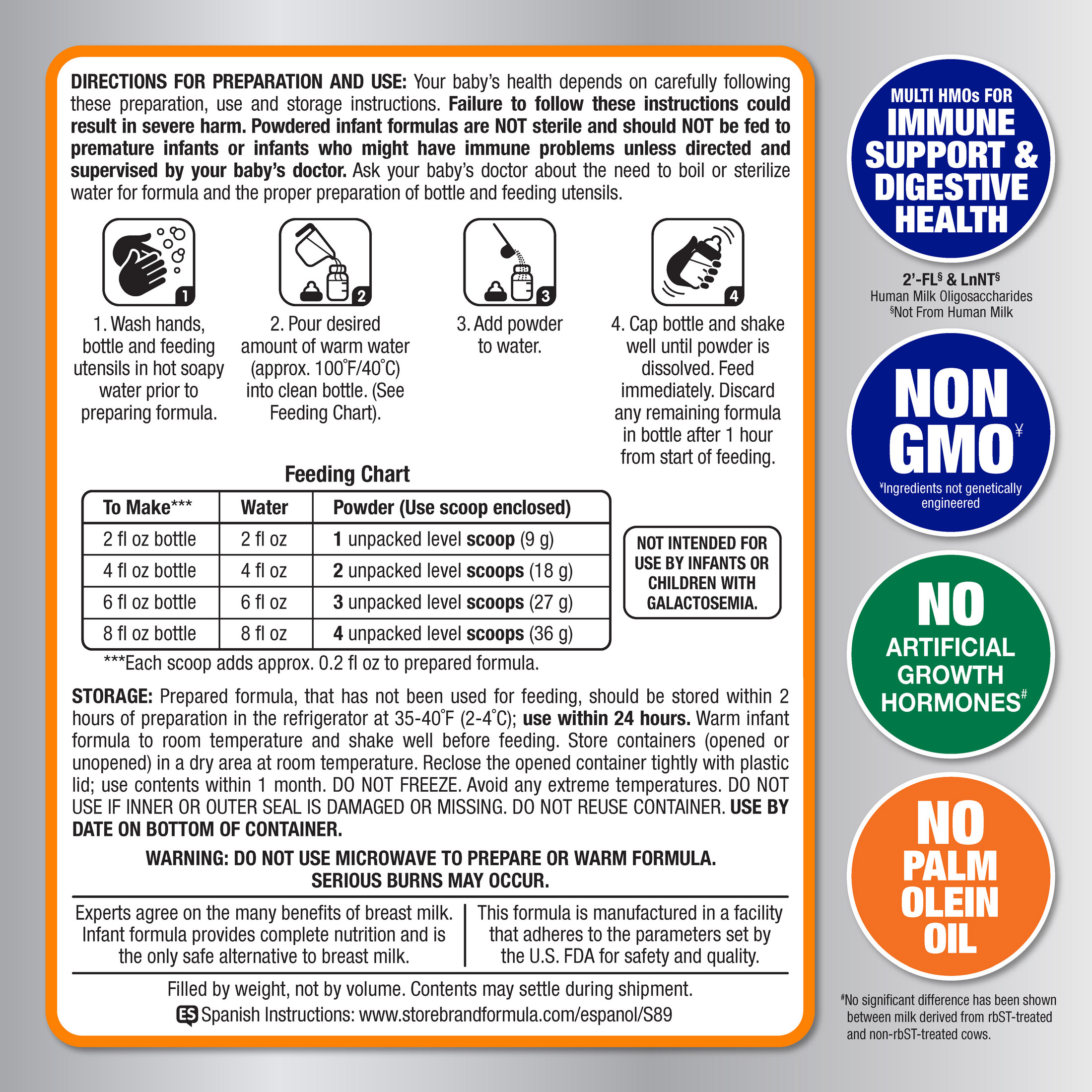 Fórmula premium para bebé sensible con hierro de Parent's Choice, HMOs duales, lata de 34 oz 7