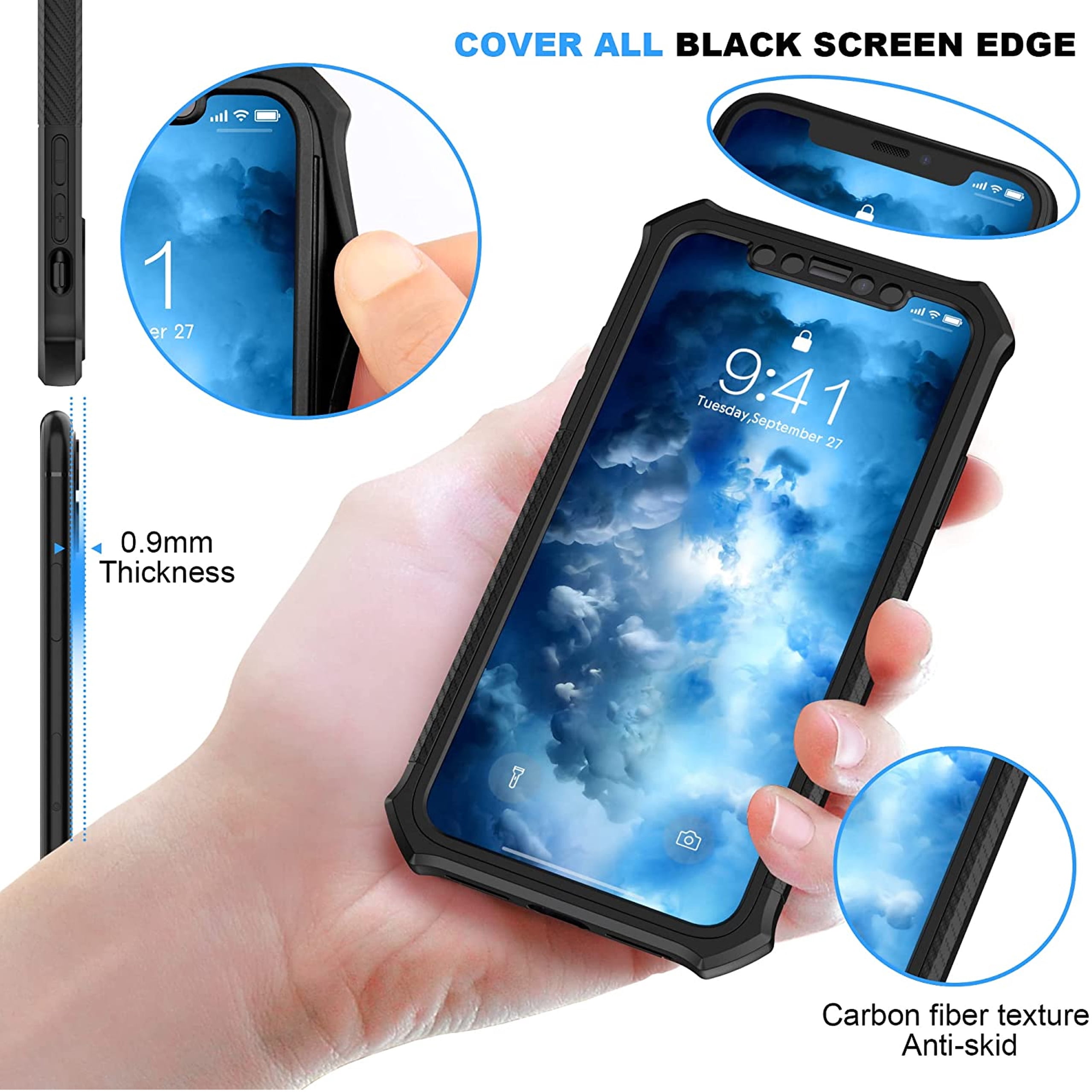 Xpression Phone Case For BLU View 5 Pro (2024) Full-Body Dual Layer Hybrid Case Slim, Drop-Proof TPU Hard PC, Durable Corner Front Bumper Protector Cover, Black