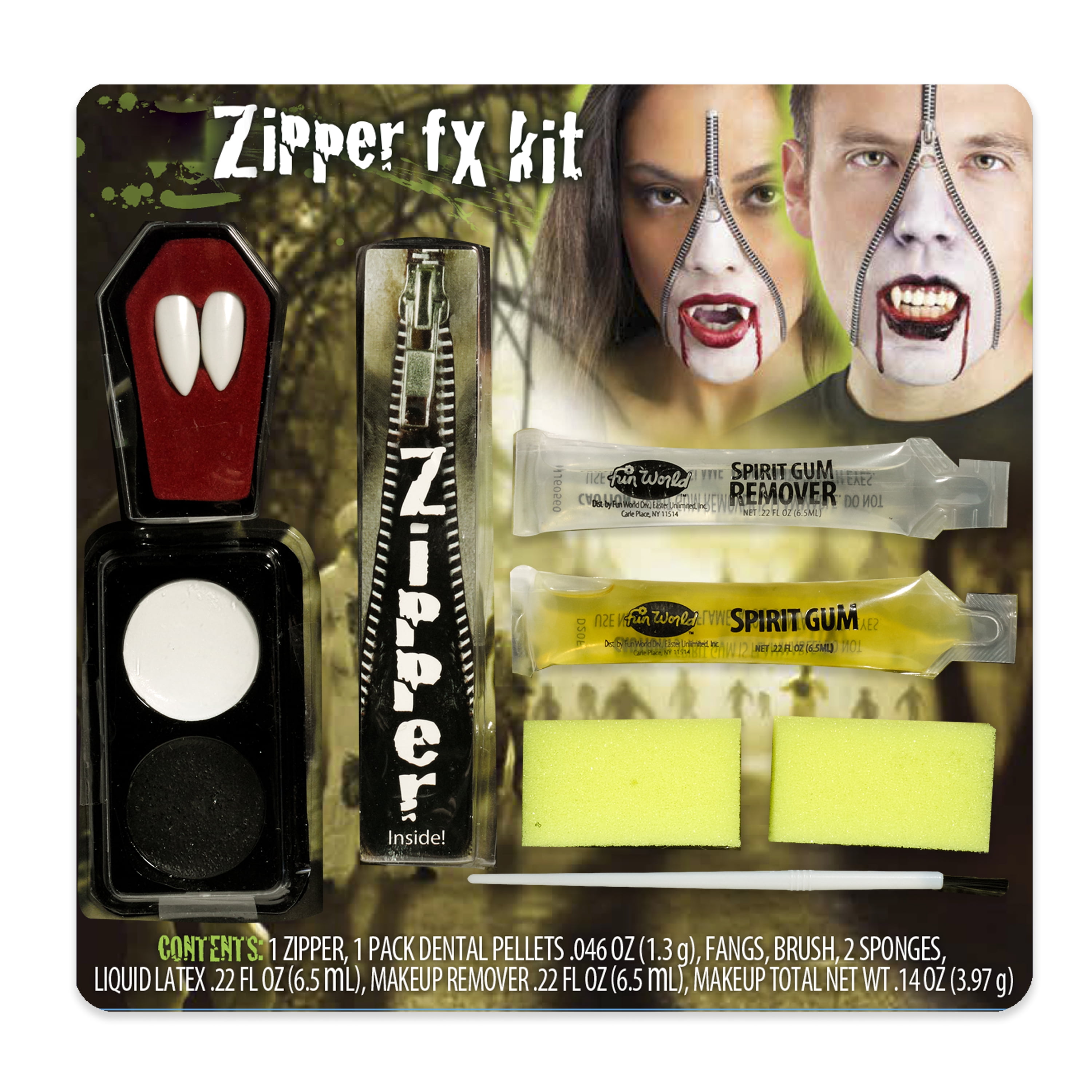 Fun World Halloween Costume Face Paint Makeup FX Kit, Vampire Zipper