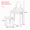 thumbnail image 3 of Zimtown Kids Vanity Princess Dressing Table and Stool Set with Mirror,White, 3 of 8