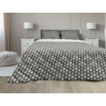 thumbnail image 1 of Retro Comforter & Sham Bedding Set, Geometric Hexagonal Minimalist Octagonal Abstract Grid Hipster Urban Illustration, 3 pcs Duvet Set Microfiber Filling Quilt, 5 Sizes, Black Ivory, by Ambesonne, 1 of 4