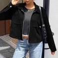 thumbnail image 6 of PRINxy Women's Long Sleeve Notch Lapel Full Zip Cropped Jacket with Faux Suede and Chest Pockets for Fall Winter Casual Black M, 6 of 9