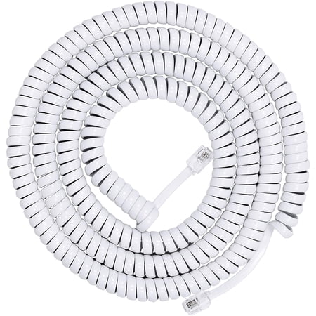 Power Gear 12ft Coiled Telephone Cord  2 Pack  White  46080