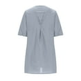 thumbnail image 5 of Kmdttou Women's Short Sleeve Loose Plain Dresses Women Solid Color Embroidered Round Neck Short Sleeved And Linen Dress, 5 of 9