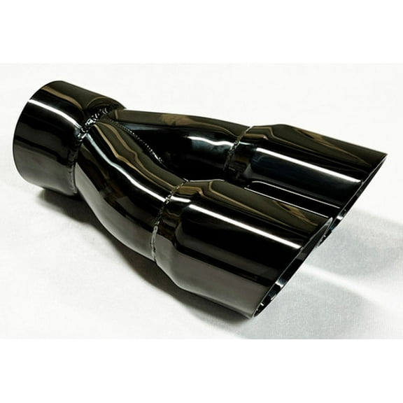 Exhaust Tip 2.50" Inlet Dual 3.00  X 9.50 Long WDDWRP30095-250-BC-SS Round Double Wall Black Chrome 304 Stainless Steel Wesdon Exhaust Tip