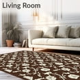 thumbnail image 2 of ODIKA 6'x9' Machine Washable Non-Slip Area Rug, Arctic Blossom Tree Skirt featuring Swirling Winter Rose Motifs High Traffic Rug with Pad, Brown, 629718, 2 of 8