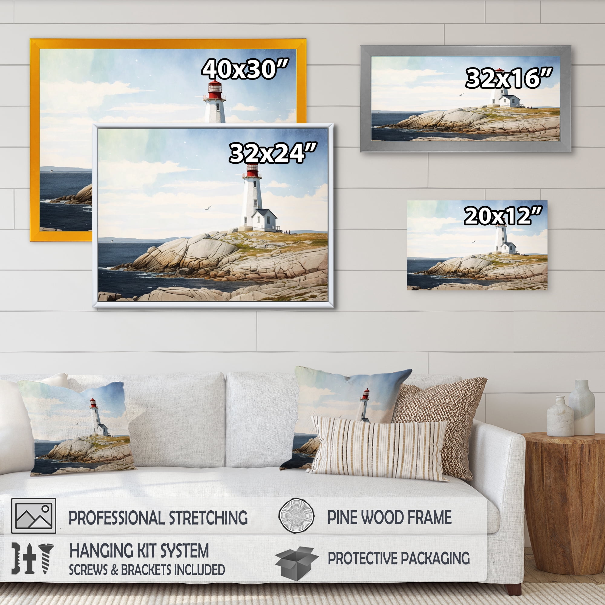 Designart Lighthouse By The Ocean III Canvas Wall Art
