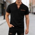 thumbnail image 2 of JAJAHO Mens V Neck T-Shirt Casual Stretch Solid Color Short Sleeve Pocket Tees Textured Shirts Versatile Tops, 2 of 5