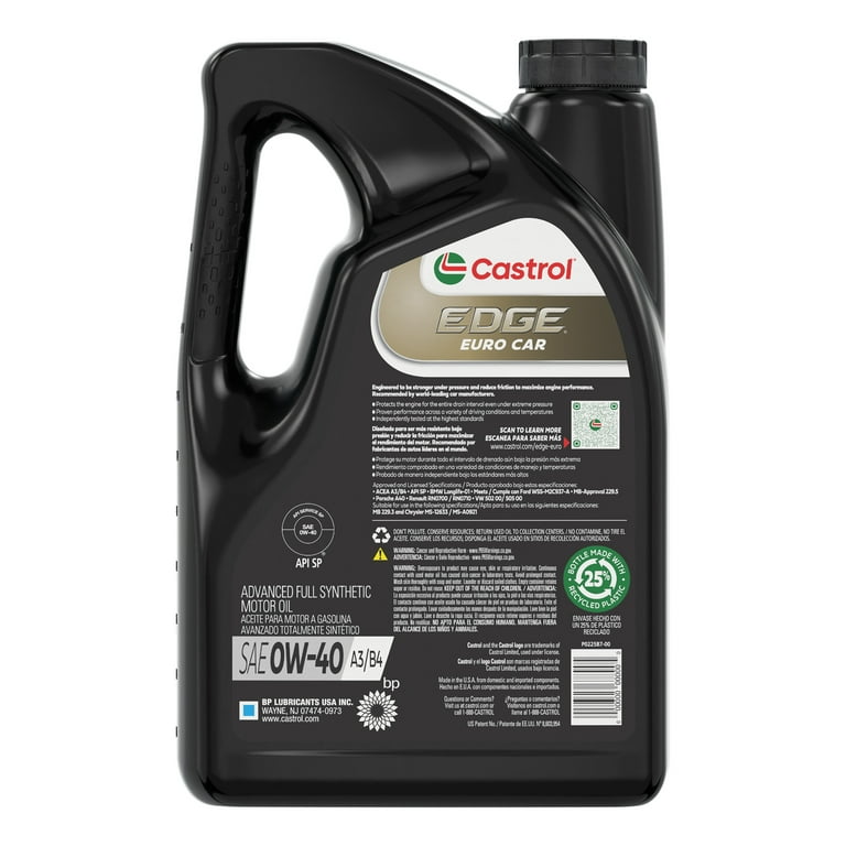 Castrol EDGE 5W-40 A3/B4　8L Castrol EDGE Euro 5W-40 A3/B4 Advanced Full Synthetic Motor
