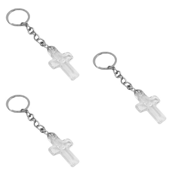 MLINS 3pcs Creative Key Holder Crystal Cross Design Key Ring Key Chain Decor Wedding Gift