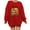 Red, variant on Fesfesfes Women Flannel Shirt Fashion Thanksgiving Printed Loose Long Sleeve Blouse Round Neck Casual Pullover Tops Sweatershirt On Sale