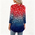 thumbnail image 7 of Womens 3/4 Sleeve V Neck Henley Pullover Top with Independence Day Inspired Print Casual Loose Fit Blouse for Daily Wear, 7 of 7