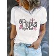 thumbnail image 2 of Chic Paris Eiffel Tower & Floral Print Women's T-Shirt - Casual Crew Neck, Short Sleeve, Stretchy Polyester Blend, Machine Washable - Perfect for Summer, Creative, Fashion Trend, Holiday, 2 of 8