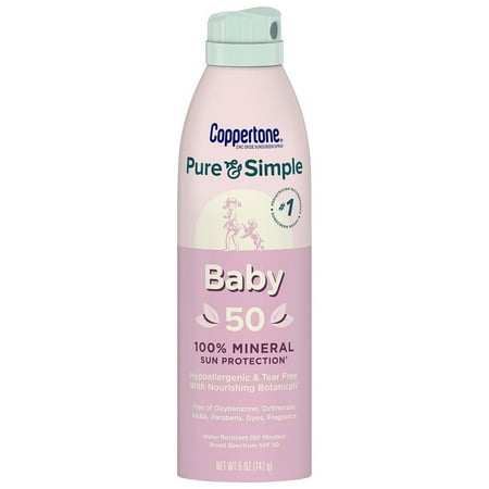 Coppertone Pure & Simple Baby SPF 50 Sunscreen Spray - 5.0 Oz (Pack of 6)