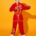 thumbnail image 5 of Miaeowve Kids Boys Girls Kung Fu Suit Unisex Children Dragon Embroidery Tai Chi Outfit Chinese Red 120, 5 of 9