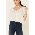 thumbnail image 3 of Angie Women's Embroidered Button-Down Long Sleeve Flowy Top Black   US, 3 of 4