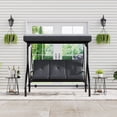 thumbnail image 2 of Lit Balançoire de Porche Extérieur Convertible à 3 Places avec Support - Auvent Réglable Résistant aux UV - Chaise Balançoire Rembourrée pour Adultes - Jardin, Cour Arrière, au Bord de la Piscine - Gris, 2 of 8