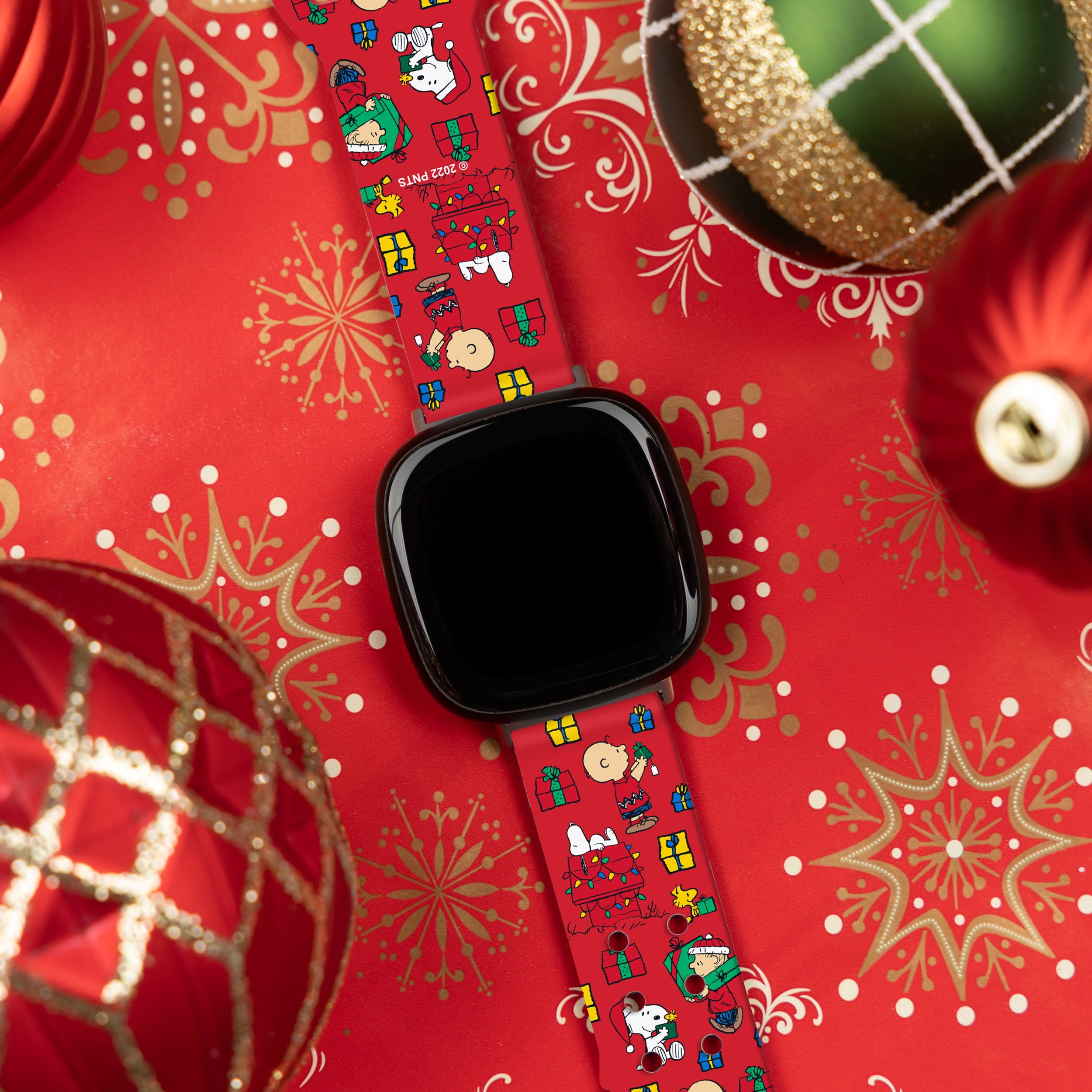 Peanuts Christmas HD Unisex Watch Band Compatible with FitBit Versa 3 & Sense (20mm Long Gift Giving) by Affinity Bands