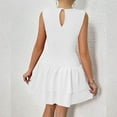 thumbnail image 4 of Ruffle Midi Dresses For Women Casual Daily Crew Neck Sleeveless Solid Color Pleated Short Dresses for Women Trendy White M, 4 of 8