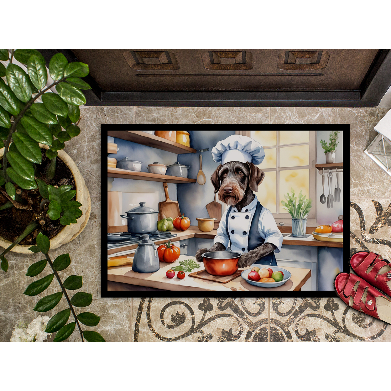 German Wirehaired Pointer The Chef Doormat 27 in x 18 in