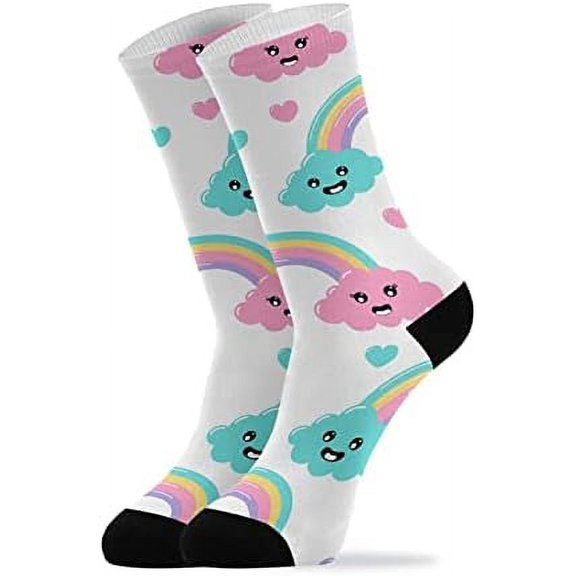 Coolnut Rainbow Socks Winter Warm Socks Fashion Print Socks Novelty Casual Socks for Men Women( 1 Pack)