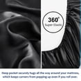 thumbnail image 4 of PiccoCasa Queen Size Satin Fitted Sheet with 12" Deep Pocket, 79"x60" Black, 4 of 6