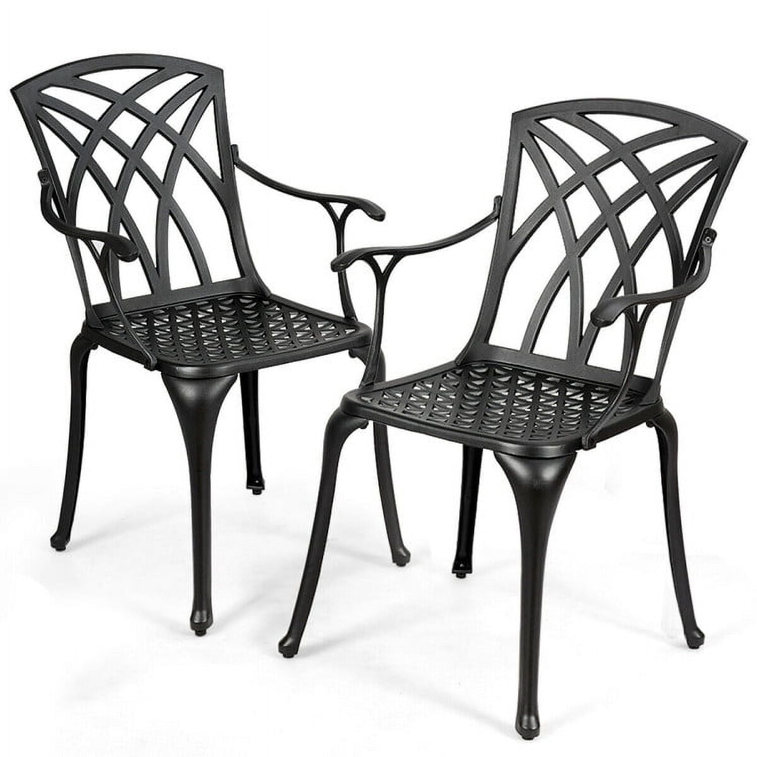 Aimee Lii 2 Pieces Durable Aluminum Dining Chairs Set with Armrests, Outdoor Patio Set