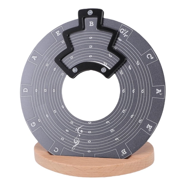 Circle of Fifths Wheel Metal Melody Tool, Aluminum Alloy Music Theory Learning Tool with Wood Base for Musicians, Beginners, Songwriters, Innovative Design