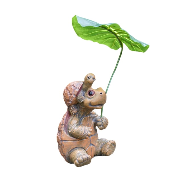 Estatua en miniatura con forma de tortuga, escultura decorativa portátil de resina, decoración para estanque, patio, granja, centro de mesa