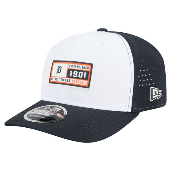 Men's New Era White/Navy Detroit Tigers Established Patch 9SEVENTY Adjustable Hat