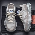 thumbnail image 5 of 1pair Men'S Fashion Street Style Casual Sneakers - Anti-Slip Thick Sole, Faux & Fabric Upper, PVC Sole for All-Season Outdoor Hiking & Daily Wear， Solid Color Loafers with Arch Support, 5 of 9