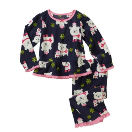 Carters Infant & Toddler Girls Blue Fleece Polar Bear Sleepwear Set Pajamas