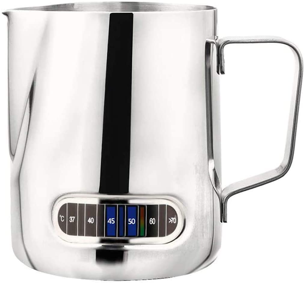 Milk Jug, Stainless Steel Milk Jug, Milk Pitcher with Thermometer for