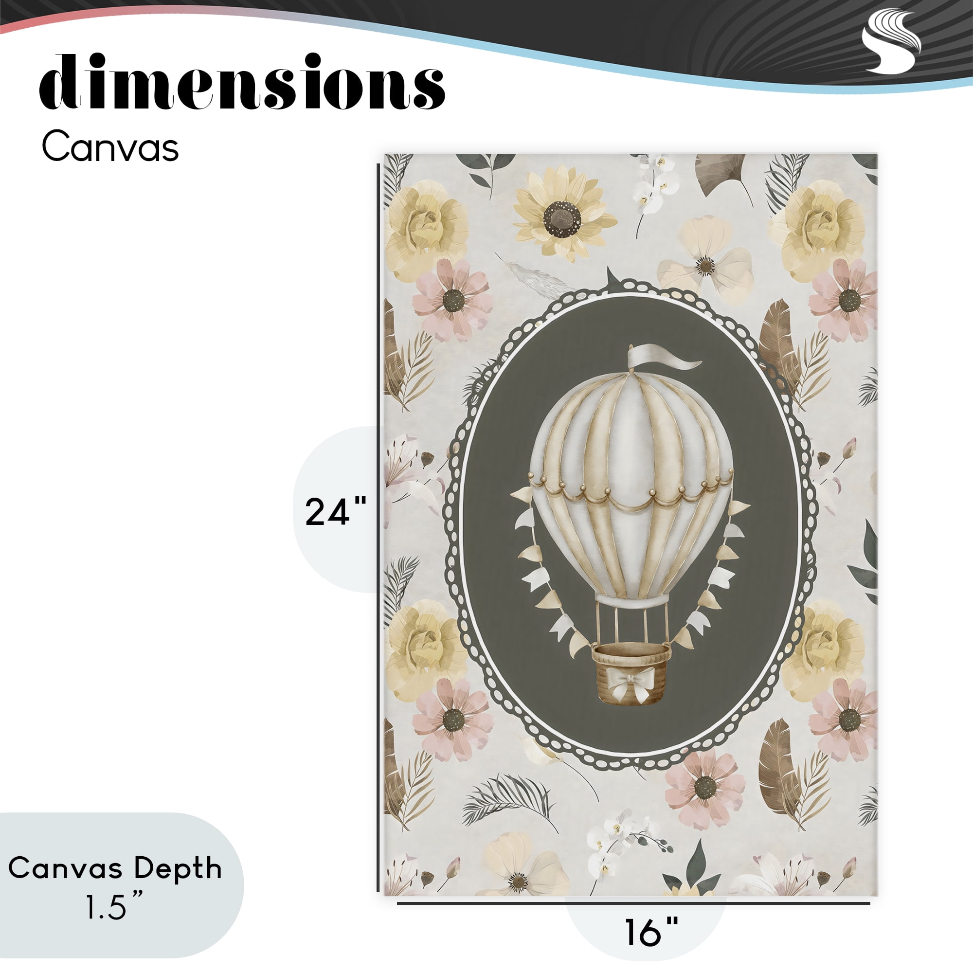Stupell Industries Sunnyside Balloon over Florals Canvas Wall Art, design by Ink Drop Loft