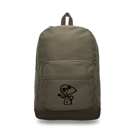 Snoopy Flying Ace Canvas Teardrop Backpack with Leather Bottom (Best Backpack For Flying)