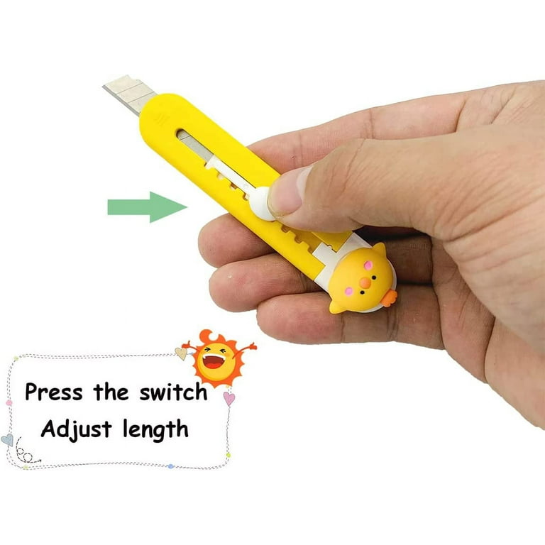 Cute Box Cutter, 4pcs Retractable Mini Art Cutter,Cloud Fruits Animal Pattern Kawaii Utility Knife Portable Letter Opener for Cutting Envelopes Paper