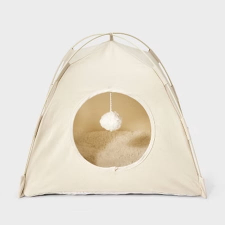 Enclosed Tent Cat Bed - Boots & Barkley Cream S