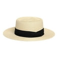 thumbnail image 3 of XIAOCHA Womens Straw Panama Hat Solid Wide‑Brim Sun Hat Upf 50+ Outdoor Beach Hat,BG1, 3 of 3