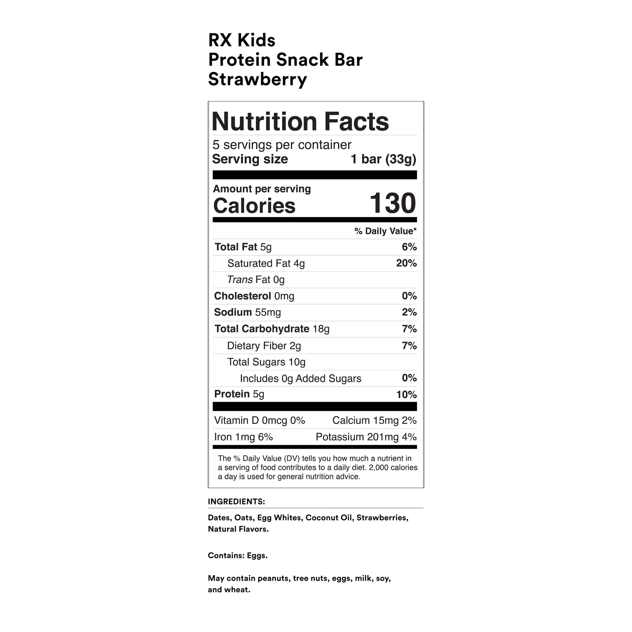 RX Kids Protein Snack Bar Gluten-Free, Strawberry, 5 Count