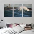 thumbnail image 3 of Nawypu  3D Sea Wave Lighthouse Landscape Paintings On Canvas Horizontal Wall Art for Living Room Dining Room 12''x16''X3 Panels, 3 of 4