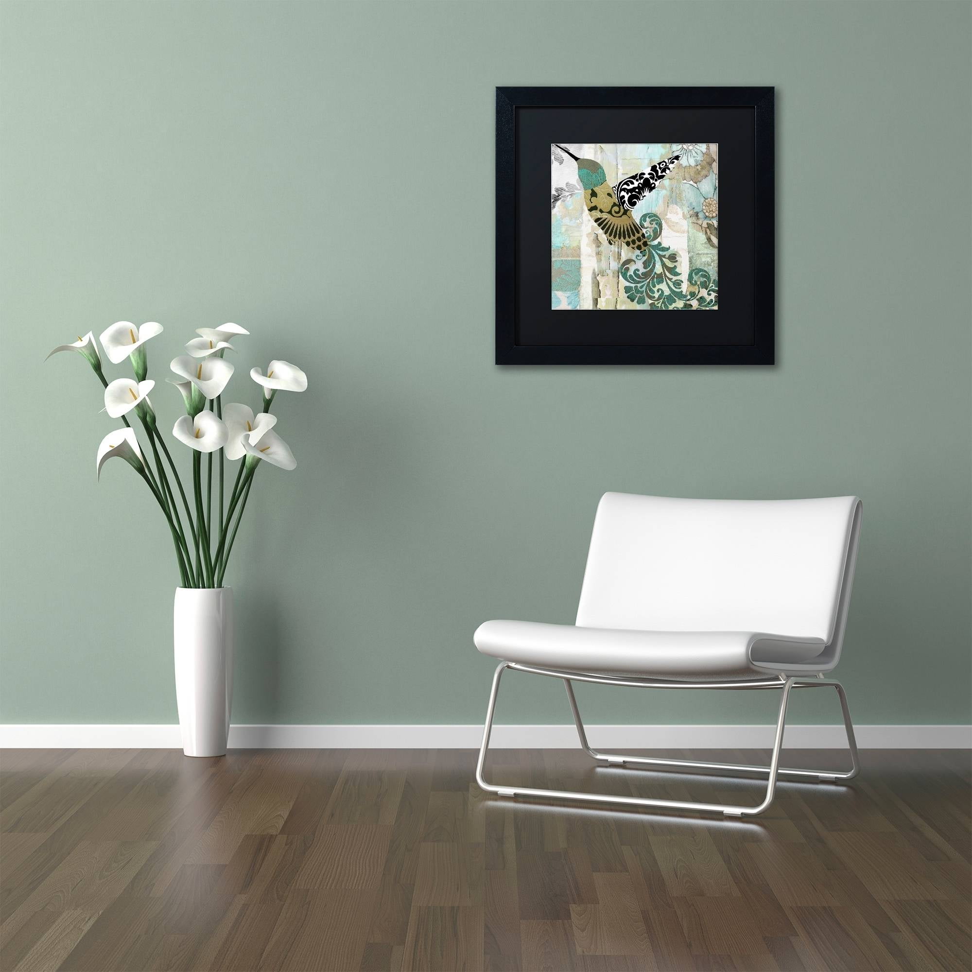 Trademark Fine Art "Hummingbird Batik II" Canvas Art by Color Bakery Black Matte, Black Frame