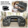 thumbnail image 4 of BedLuxury 110" Sectional Sleeper Sofa with Pull Out Bed, Storage Seat & USB Charging, U Shaped Modern Couch for Living Room, Corduroy Gray, 4 of 10