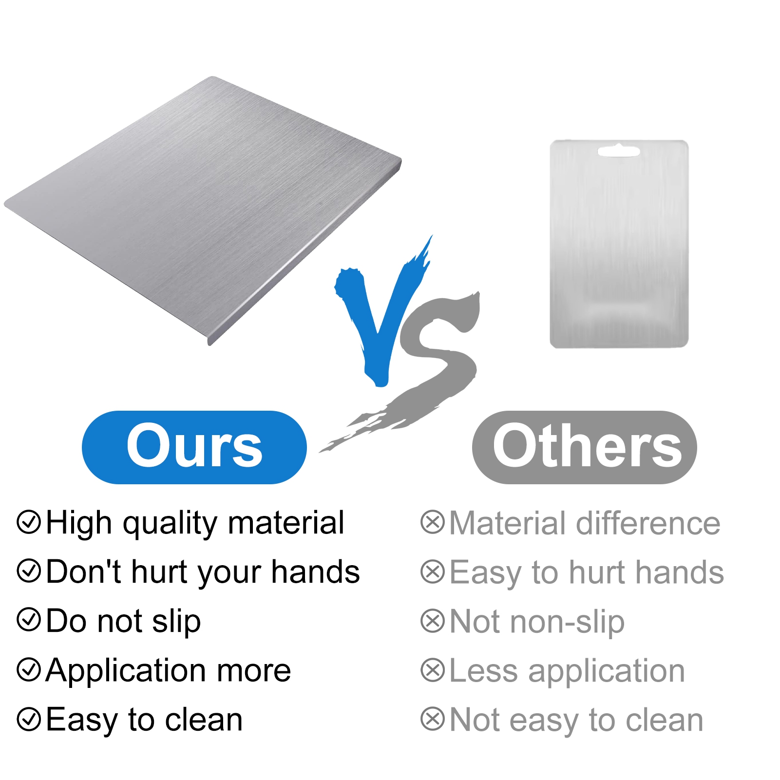 Washranp Cutting Board,Extra Large Stainless Steel Non-stick Chopping Board Heavy Knead Dough Board for Kitchen Vegetables Meat Cutting Mats