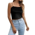 thumbnail image 1 of Gibobby Camiseta sin mangas pequeña Retro de estilo corto de terciopelo para mujer(Negro,G), 1 of 5