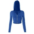 thumbnail image 5 of Tiqkatyck Crop Tops for Women, Long Sleeve Slim Fit Women's Flared Sleeve Tops Long Sleeve Hooded Shirts Crew Neck Crop Tops, Summer Tops for Women, Shirts for Women Blue M, 5 of 8