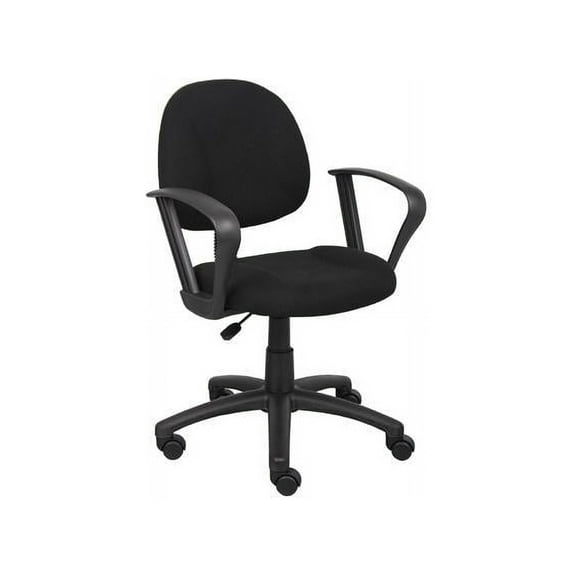 Boss Office Products Mid Back Ergonomic Fabric Office Swivel Chair With Arms in Black