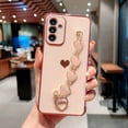 thumbnail image 3 of Compatible with Samsung Galaxy A54 5G Phone Case Women Luxury Plating Cute Love Heart Case with Heart Chain Bracelet Strap Soft Case for Galaxy A54 6.4 inch (Pink), 3 of 11